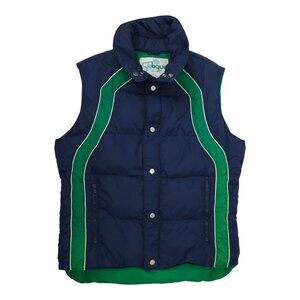 Skitique Puffer Vest L Vintage 70s 80s Down Feather Fill Full Zip Snap Button